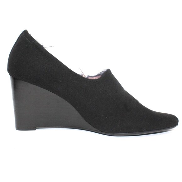 Taryn Rose Womens Sz 9.5 Yvonne Black Pumps Stacked Wedge Slip On 3" High Heels - Picture 10 of 12